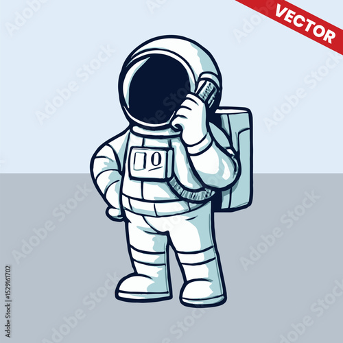 Illustration of astronaut phone call vector style illustration
