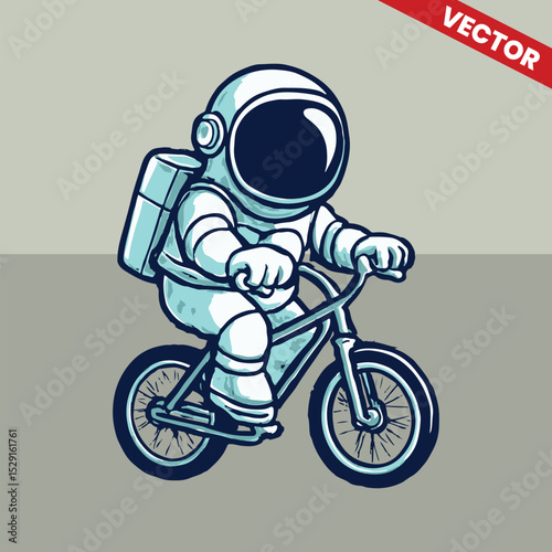 Astronaut riding bicycle vector style