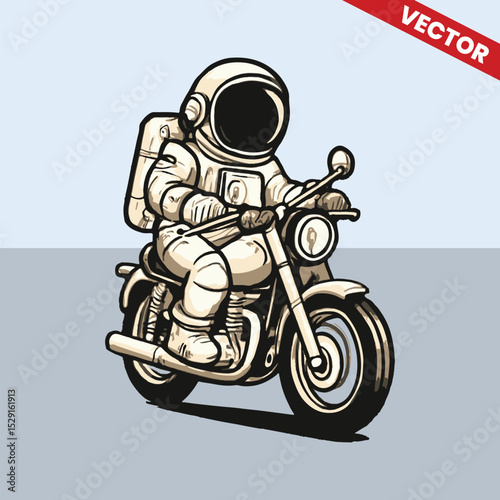Astronaut riding motor cycle vector style