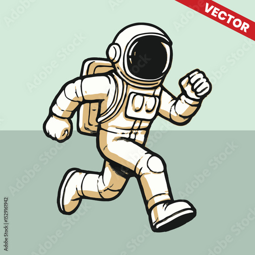 Astronaut running fast vector style