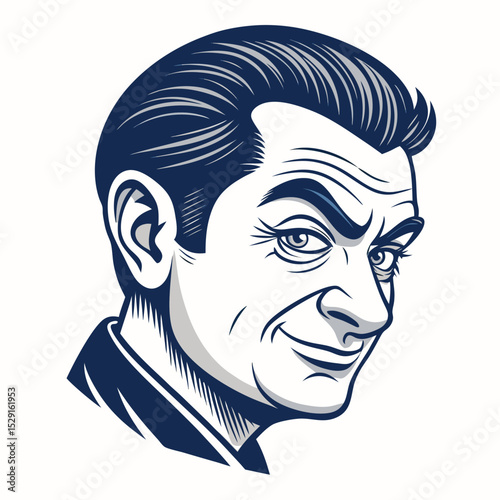 Create a mischievous cartoon face; narrowed, sly eyes; a subtle side smirk; playful expression; vector art style.