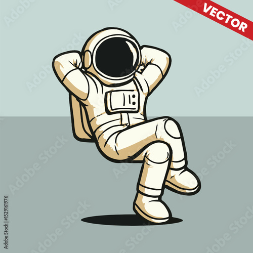 Astronaut pose sitting relaxed vector style