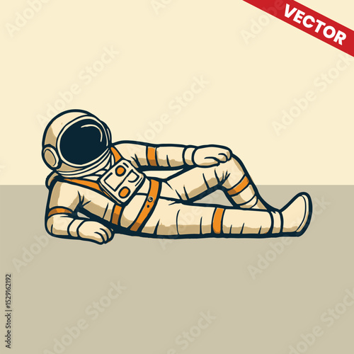 Astronaut poses lying on the floor vector style