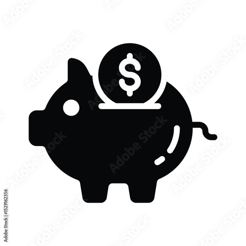 A solid style icon showing piggy saving bank