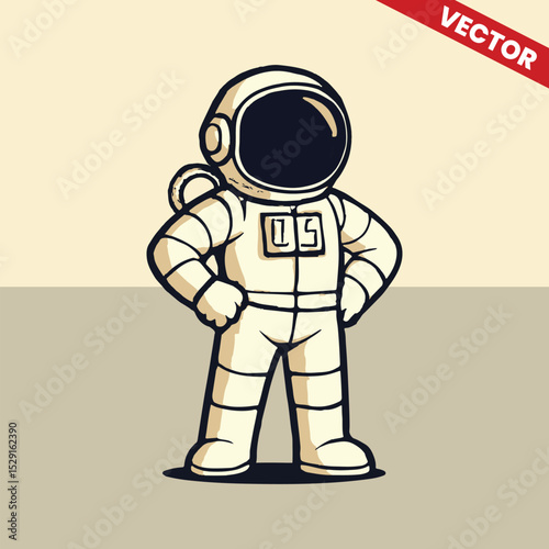 Astronaut standing still pose vector style
