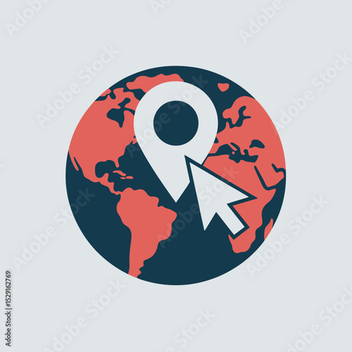 Global positioning system icon with cursor click