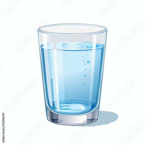 A transparent glass filled with refreshing clear water against a bright background.
