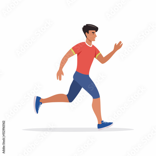 Vector illustration of a man running in sportswear against a white background