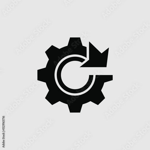 Gear icon with down arrow system update or process