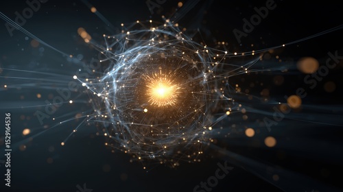 Wallpaper Mural Abstract glowing sphere network digital art cosmic energy glowing particles futuristic technology Torontodigital.ca