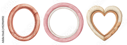 Decorative circular frames in soft colors with unique designs for creative projects