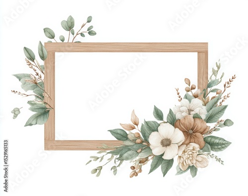 Elegant floral frame design featuring soft hues and leafy accents for creative projects and decor