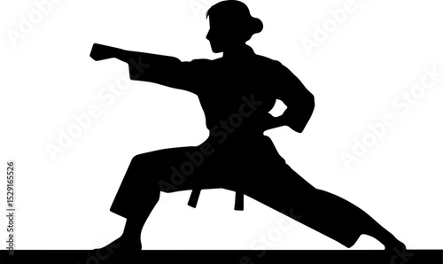 Martial Artist in Fighting Stance - Karate Silhouette