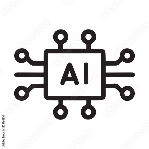 AI Chip Icon – Artificial Intelligence Processor Technology Symbol.