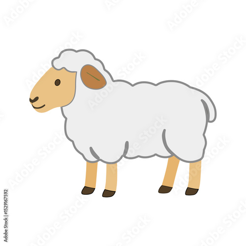 A cute cartoon illustration of a goat. Often symbolizes Eid al-Adha, farm animals, or sacrificial traditions in Islamic culture.
