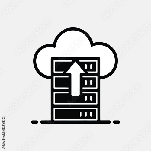 Cloud server upload data transfer icon