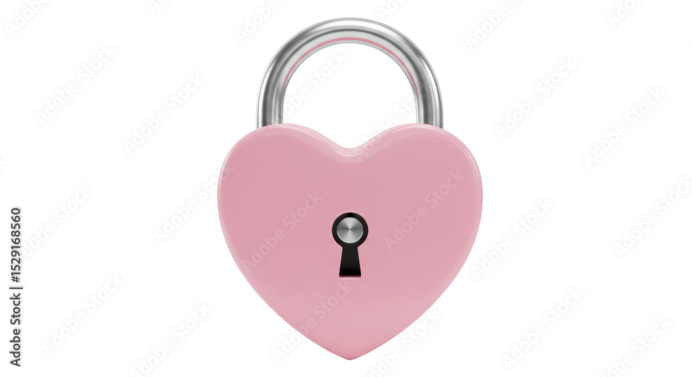 Isolated Pink Heart Shaped Padlock Isolated Pink Heart Shaped Padlock