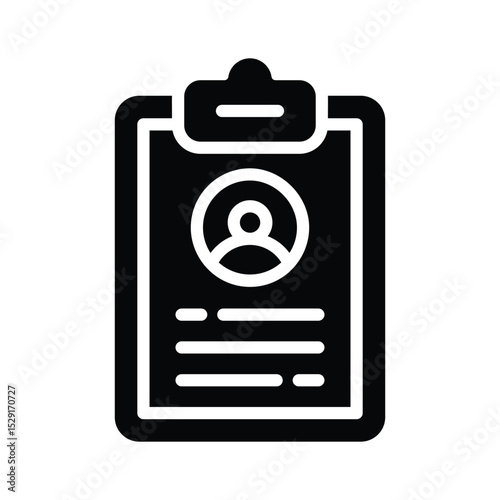 A glyph style icon showing professional job resume