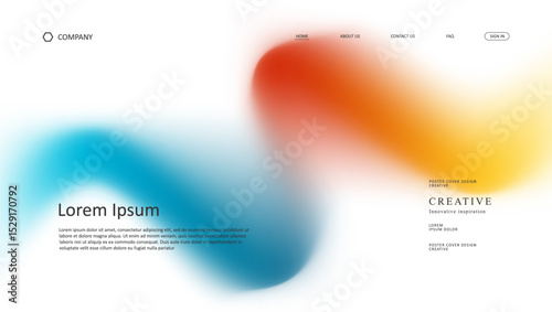 Abstract wave futuristic design of landing page. retro gradient mesh website design	