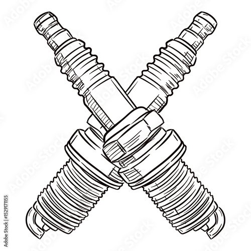spark plug handdrawn illustration⁠
