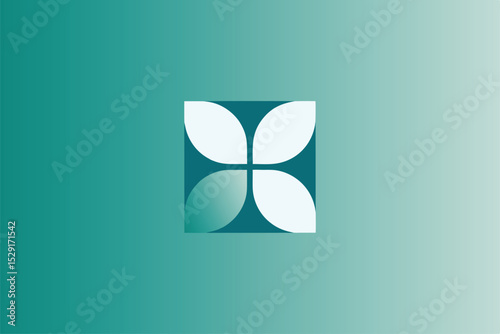 Elegant white floral pinwheel logo with gradient tone