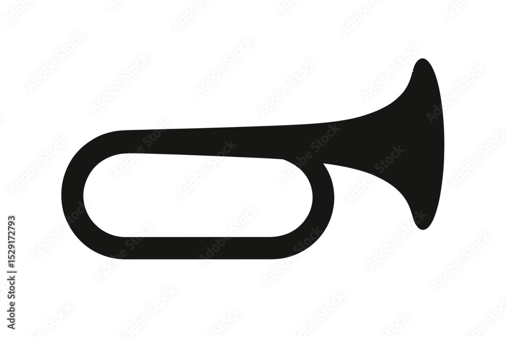 Fototapeta premium Bugle musical instrument brass horn vector graphic