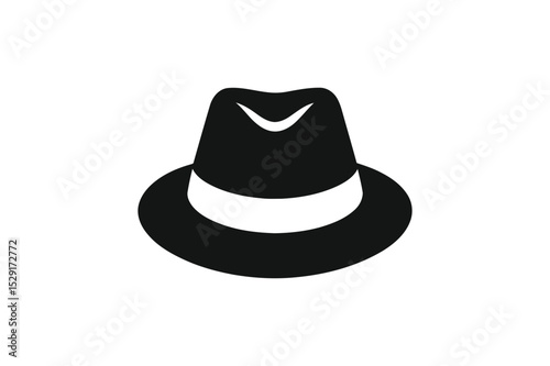 Black fedora hat vector icon classic style design