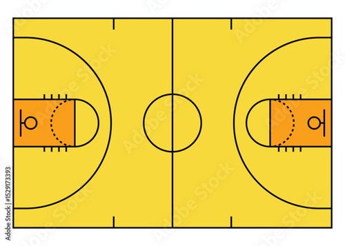 Top view of basketball court line stock illustration