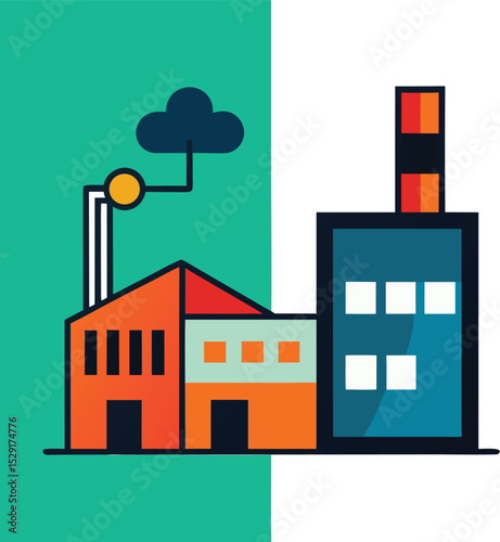 Digital Twin of Factory Next to Real View  
