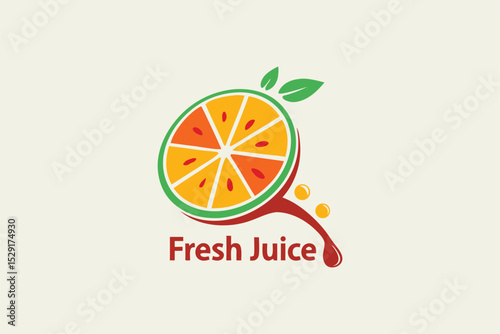 Orange fresh juice logo with juicy fruit design style