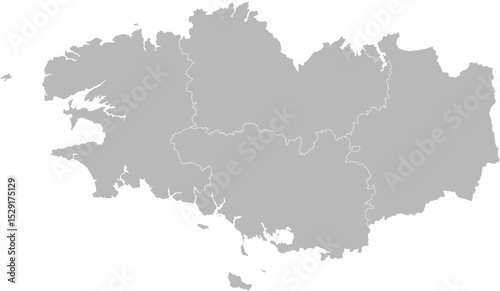 Brittany, France – administrative vector map with department boundaries (Web Mercator projection, PPT-compatible & fully editable)