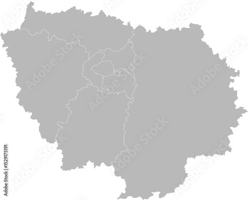 Île-de-France, France – administrative vector map with department boundaries (Web Mercator projection, PPT-compatible & fully editable)