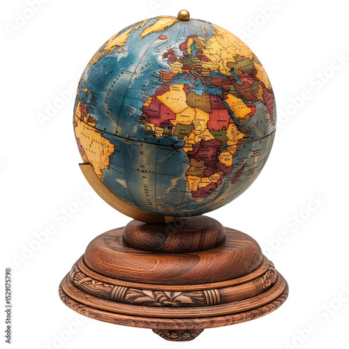 Antique Globe: World Map on Ornate Stand