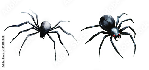 Watercolor halloween spiders hand drawn vector illustration