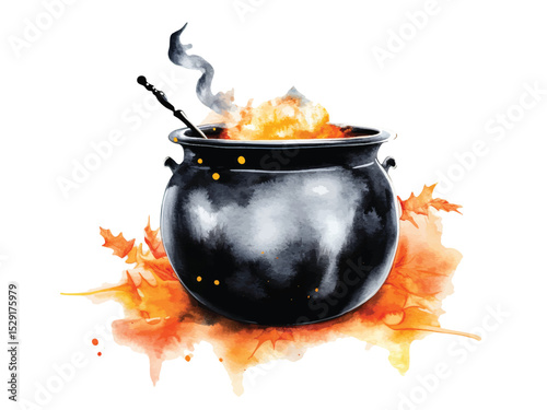 Halloween watercolor Witch potions boiler hand drawn vector illustration