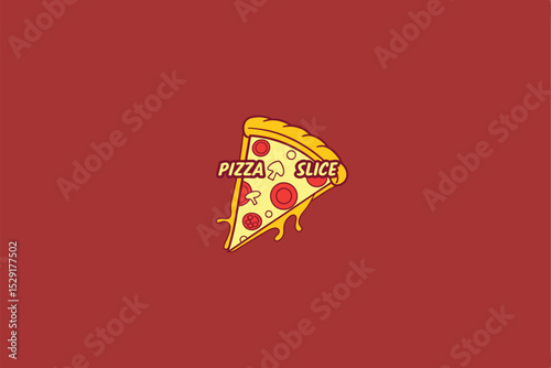 Pizza slice logo on red background for food branding