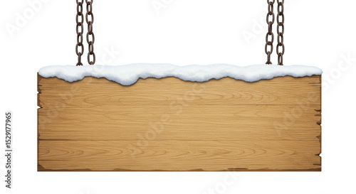 Isolated wooden sign with snow