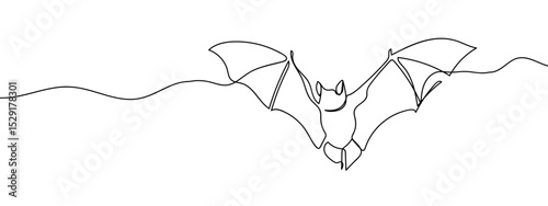 continuous line bat Vector art lines, transparent background, edit stroke