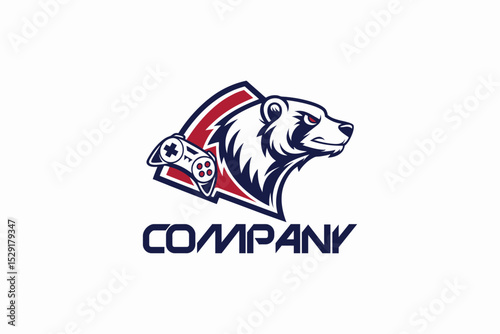 Strong polar bear company logo in monochrome style, suitable for cold storage or sportswear business branding