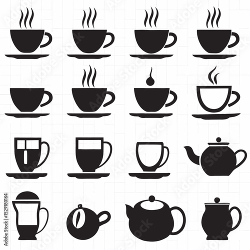 Wallpaper Mural set of coffee cups Torontodigital.ca