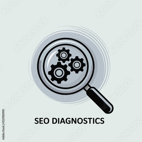 Seo diagnostics magnifying glass gear icon
