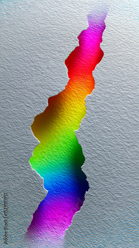 Minimalist abstract splash of pride flag colors on a clean white background,