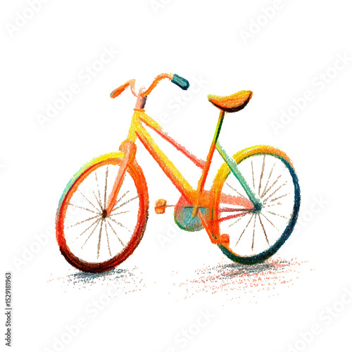 Colorful pencil drawing of a bicycle in artistic style  