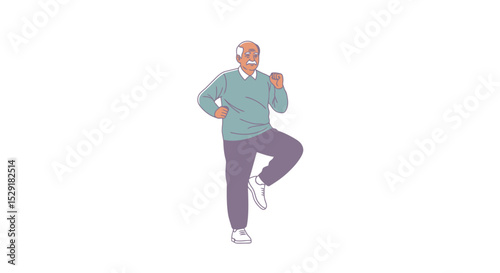 Active Senior: Illustrated Man Exercising