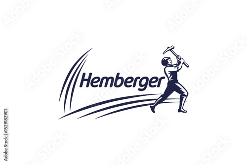 Sporty hamburger-themed logo with action graphic, designed for dynamic fast food brand