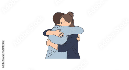 Heartfelt Embrace: Illustration of Connection and Support