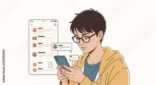 Digital Connection: Teen Using Smartphone for Social Media