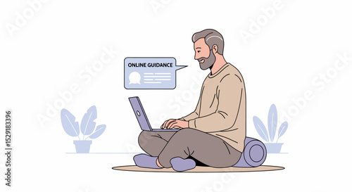 Digital Nomad: Online Guidance and Remote Work Illustration