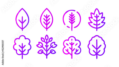 Top-View Tree Icon Set 12 Unique Deciduous Leaf & Tree Icons for Design Projects