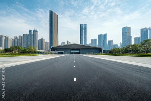 Urban landscape development modern city architecture skyscrapers open road contemporary viewpoint urban planning concept